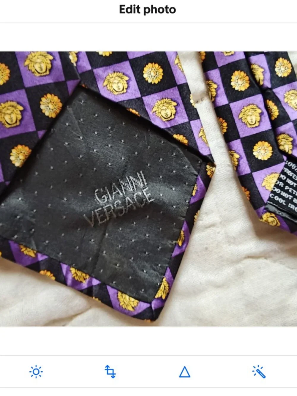 90s GIANNI VERSACE Barocco Acanthus/Medusa Logo Checkerboard Men's Silk Tie
